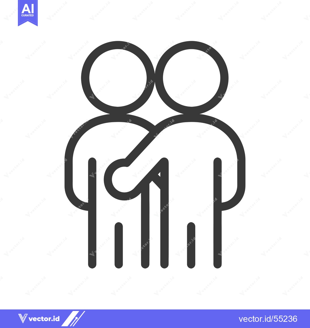 Premium Vector of Line art illustration of two people standing with arms around each oth