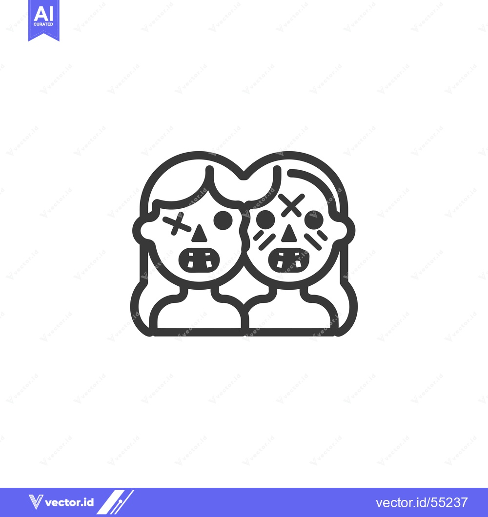 Premium Vector dari Line Art Illustration of Two People with X's on Their Faces and Open M