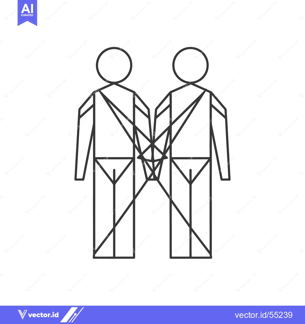 Premium Vector dari Line Art Illustration of Two Stick Figures with Intertwined Arms