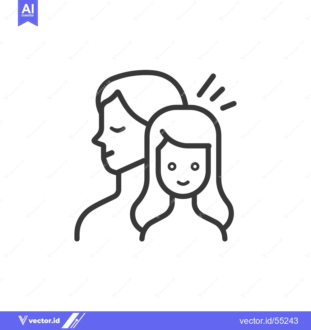 Premium Vector of Line Art Illustration of Two Women Side by Side