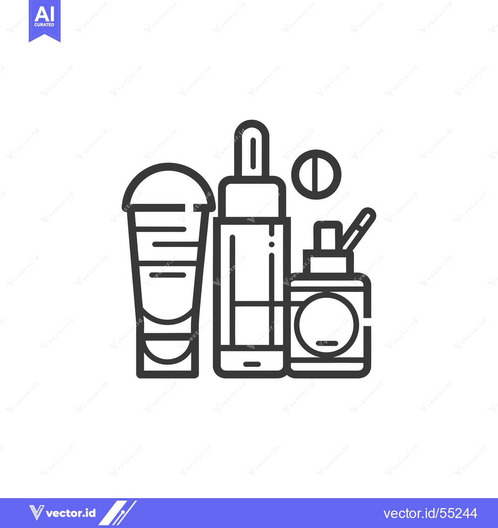 Premium Vector of Line art illustration of various cosmetic and skincare products