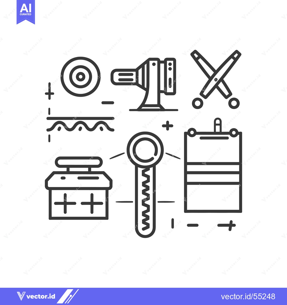 Premium Vector of Line Art Illustration of Various Tools and Equipment
