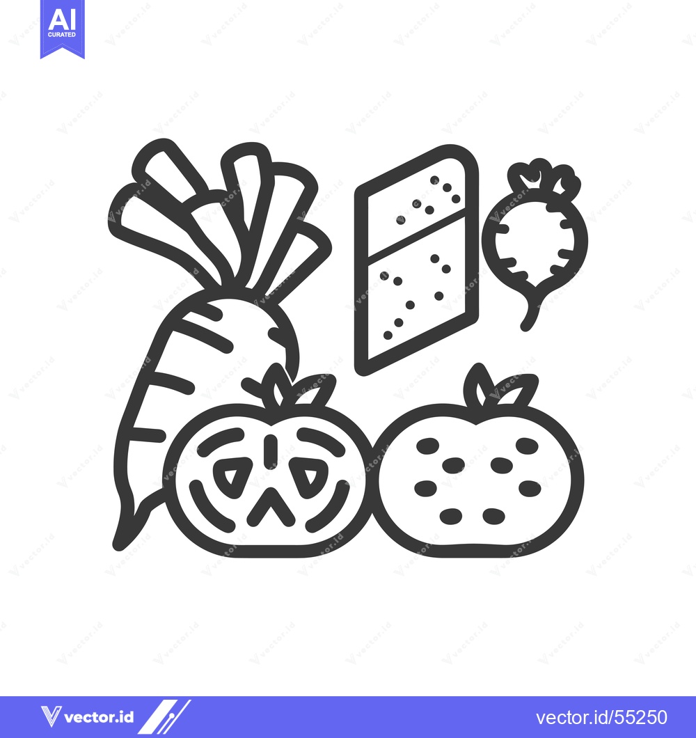 Premium Vector of Line Art Illustration of Vegetables and Fruits