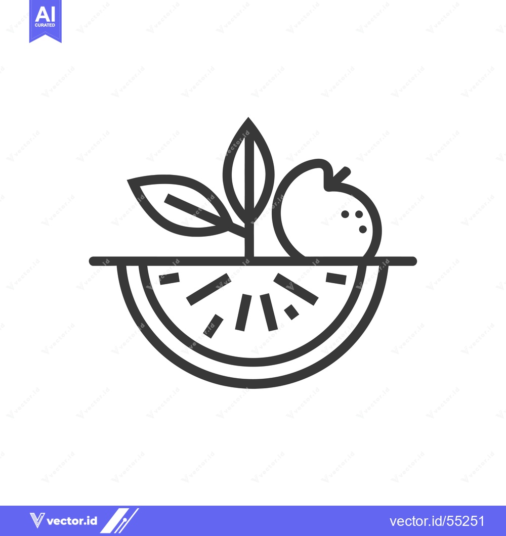 Premium Vector dari Line Art Illustration of Watermelon with Apple and Leaves