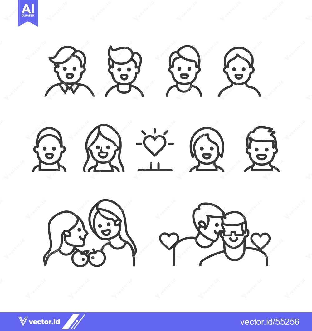 Premium Vector dari Line art illustrations depicting various stages of love and relationsh