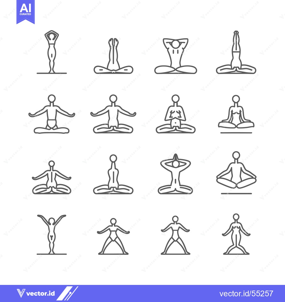 Premium Vector of Line Art Illustrations Depicting Various Yoga Poses