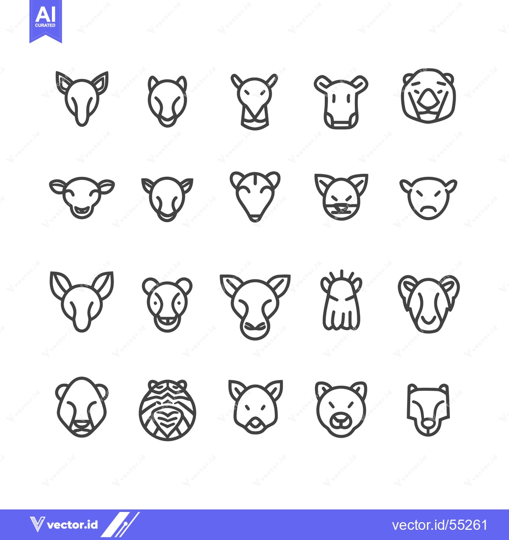 Premium Vector dari Line art illustrations of animal heads