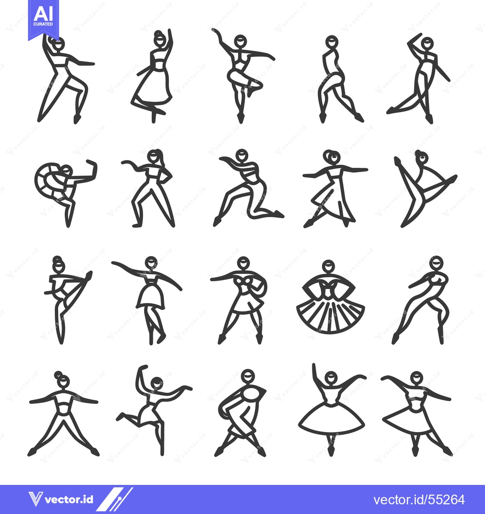 Premium Vector dari Line Art Illustrations of Ballet Dancers in Various Poses