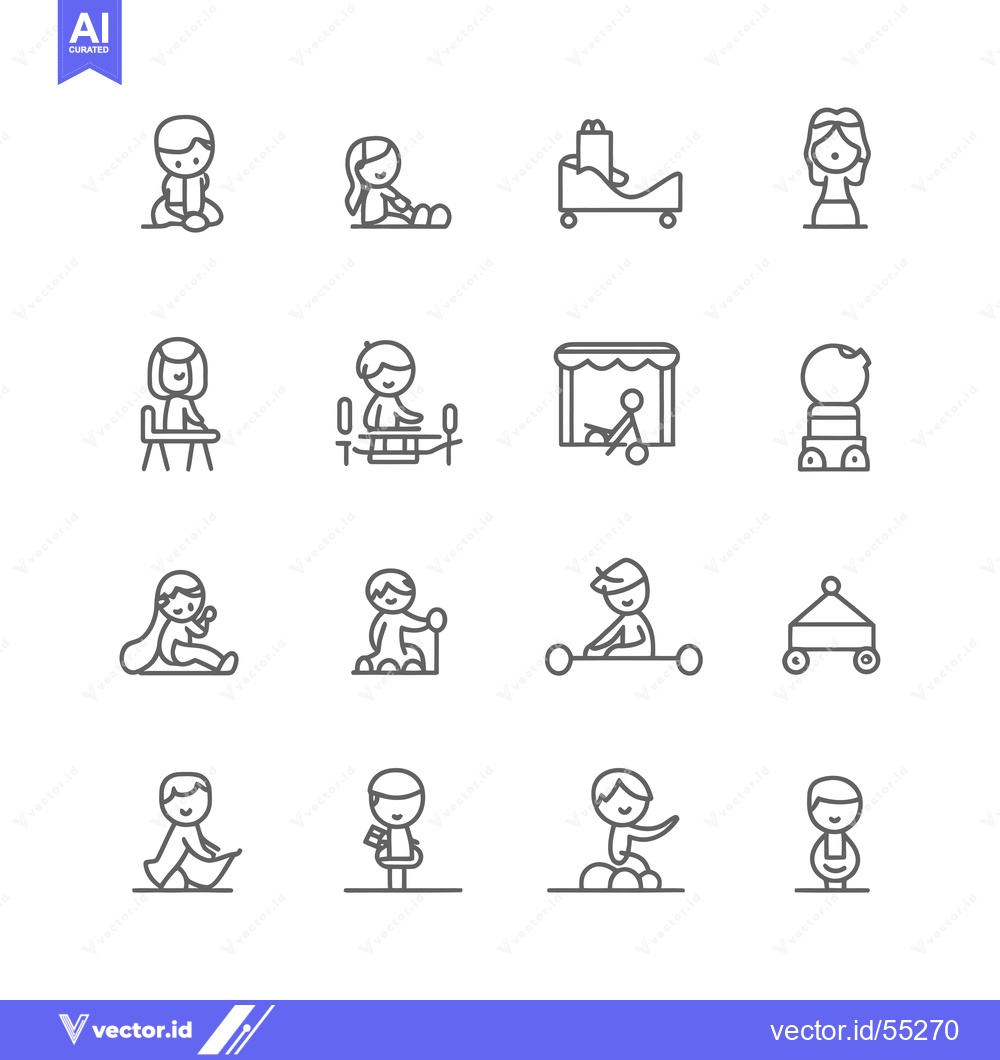 Premium Vector dari Line Art Illustrations of Children Playing with Toys