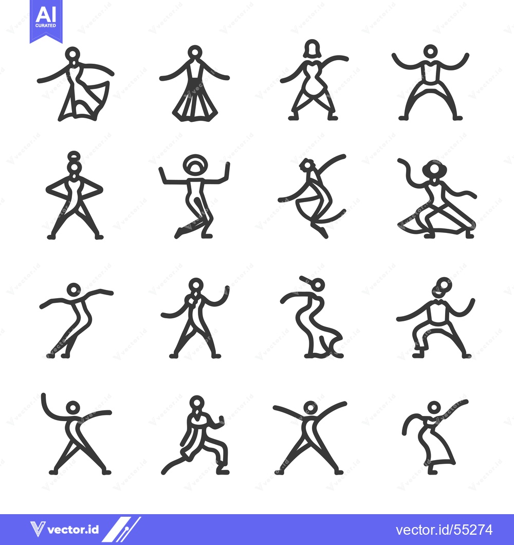 Premium Vector of Line Art Illustrations of Dancing People in Various Poses
