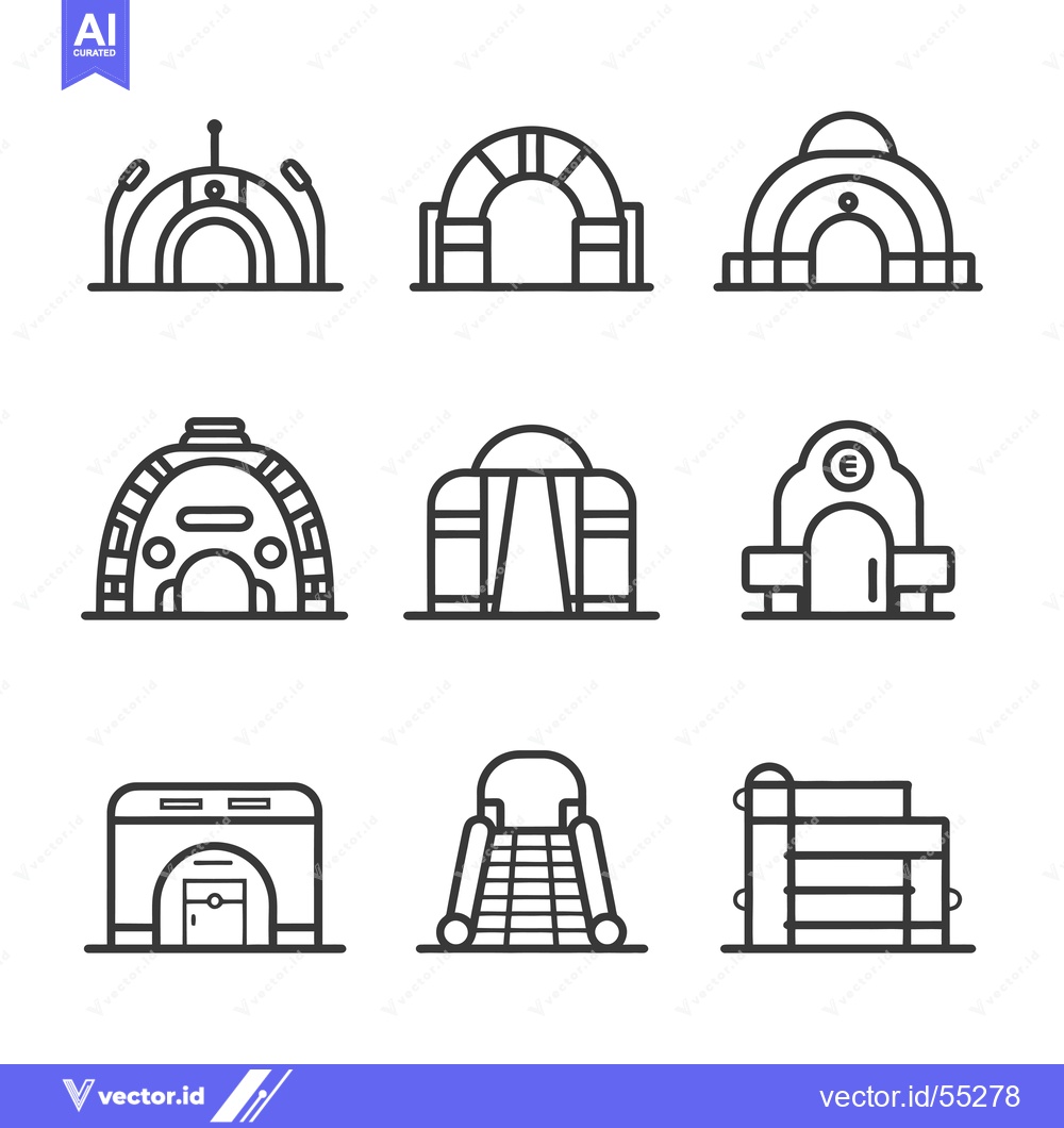 Premium Vector dari Line Art Illustrations of Different Types of Entrances