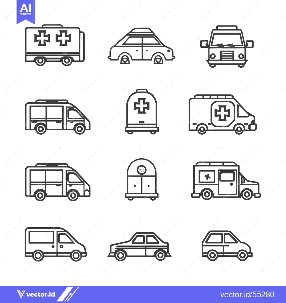 Premium Vector dari Line Art Illustrations of Different Vehicles Including Cars, Vans, and