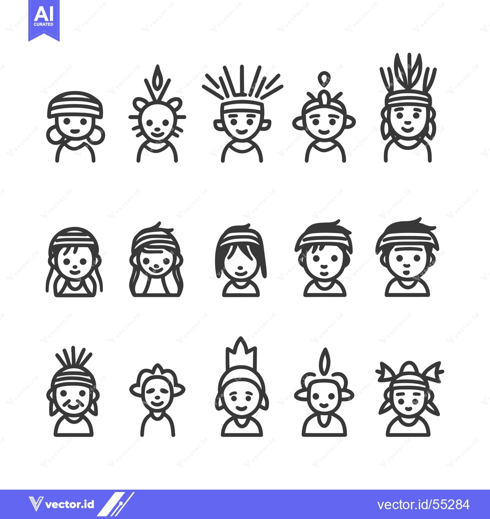 Premium Vector dari Line Art Illustrations of Diverse People with Unique Hairstyles and He