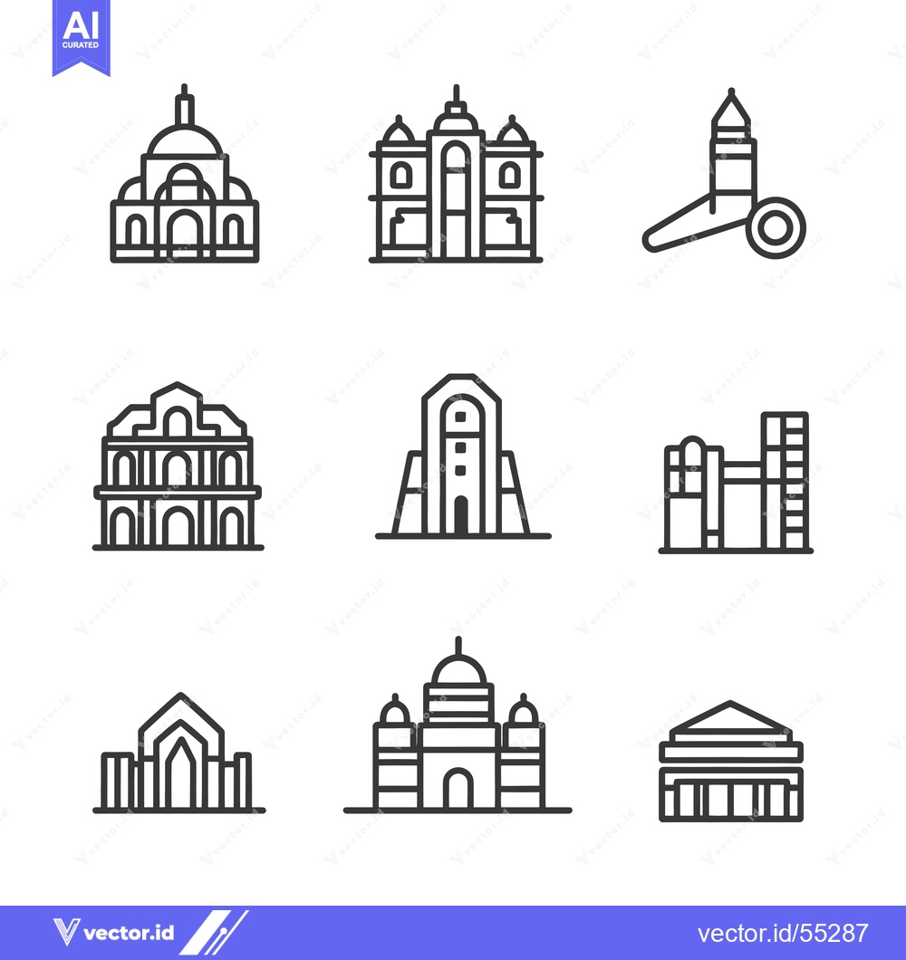Premium Vector dari Line Art Illustrations of Famous Architectural Landmarks
