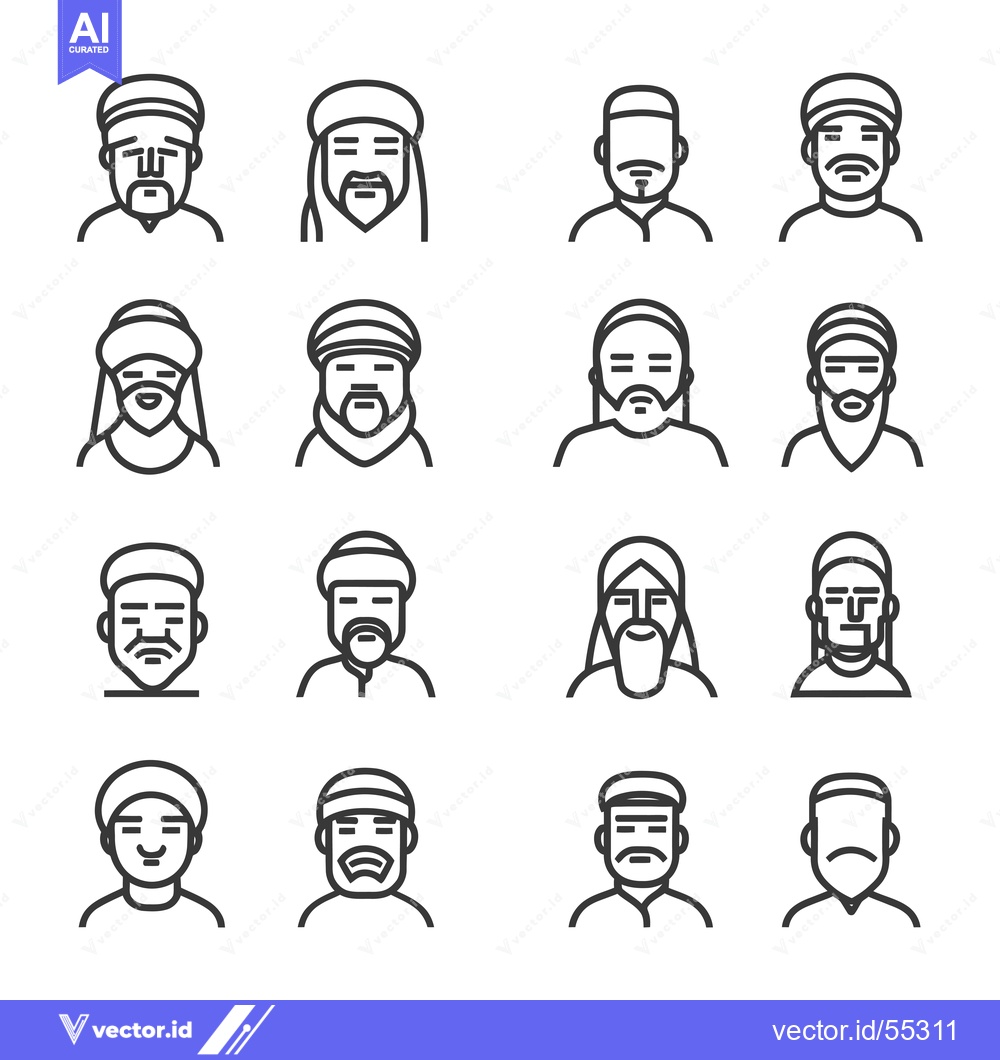 Premium Vector of Line Art Illustrations of Men Wearing Headwear