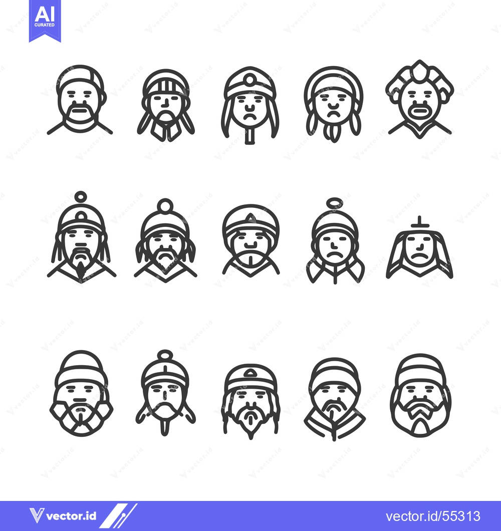 Premium Vector dari Line Art Illustrations of Men Wearing Various Headwear