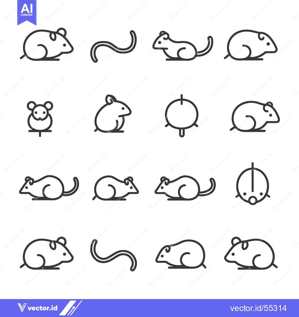Premium Vector dari Line Art Illustrations of Mice and Their Tails