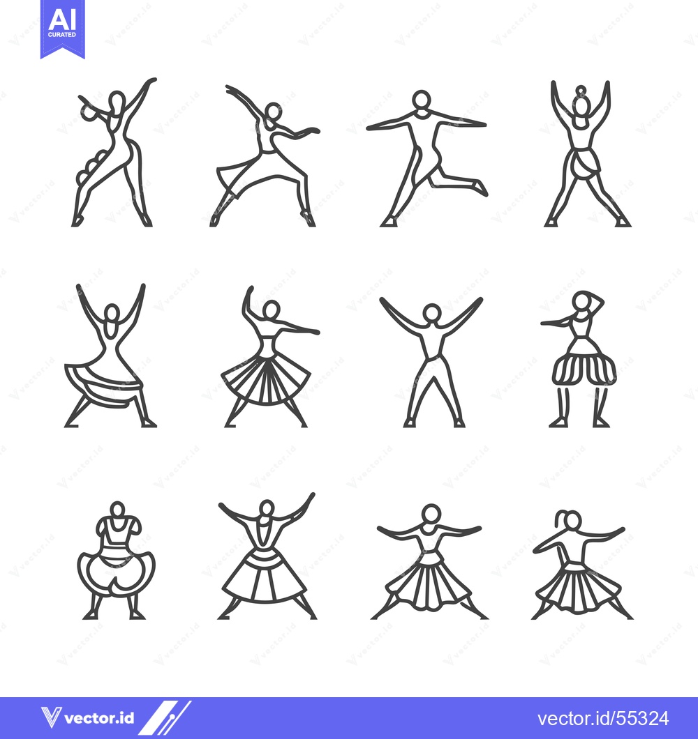 Premium Vector of Line Art Illustrations of People Dancing in Various Poses