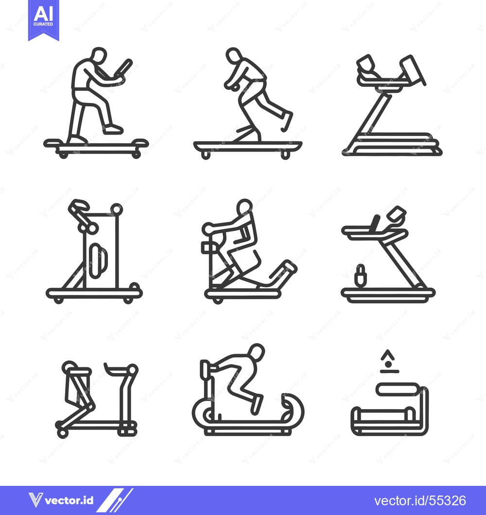 Premium Vector dari Line Art Illustrations of People Exercising on Treadmills and Other Gy