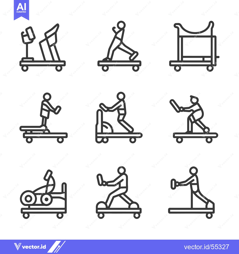 Premium Vector of Line Art Illustrations of People Exercising on Various Machines