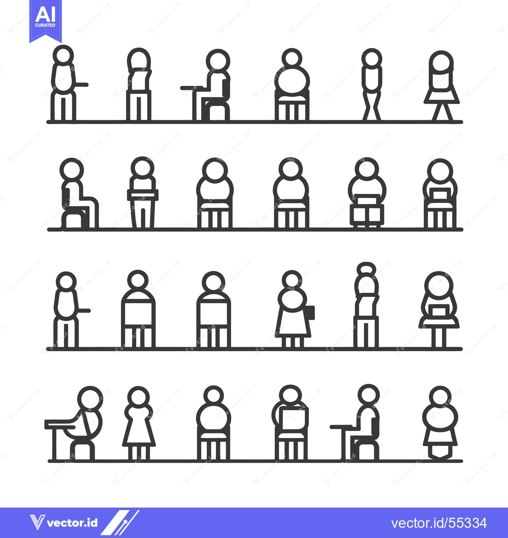 Premium Vector dari Line Art Illustrations of People in Various Positions