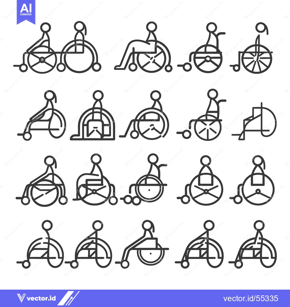 Premium Vector of Line Art Illustrations of People in Wheelchairs