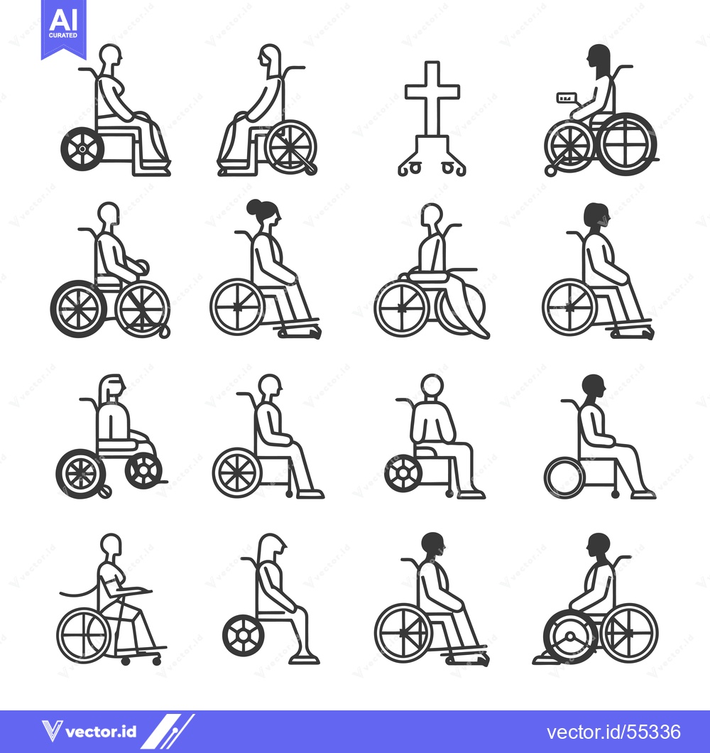 Premium Vector dari Line Art Illustrations of People in Wheelchairs