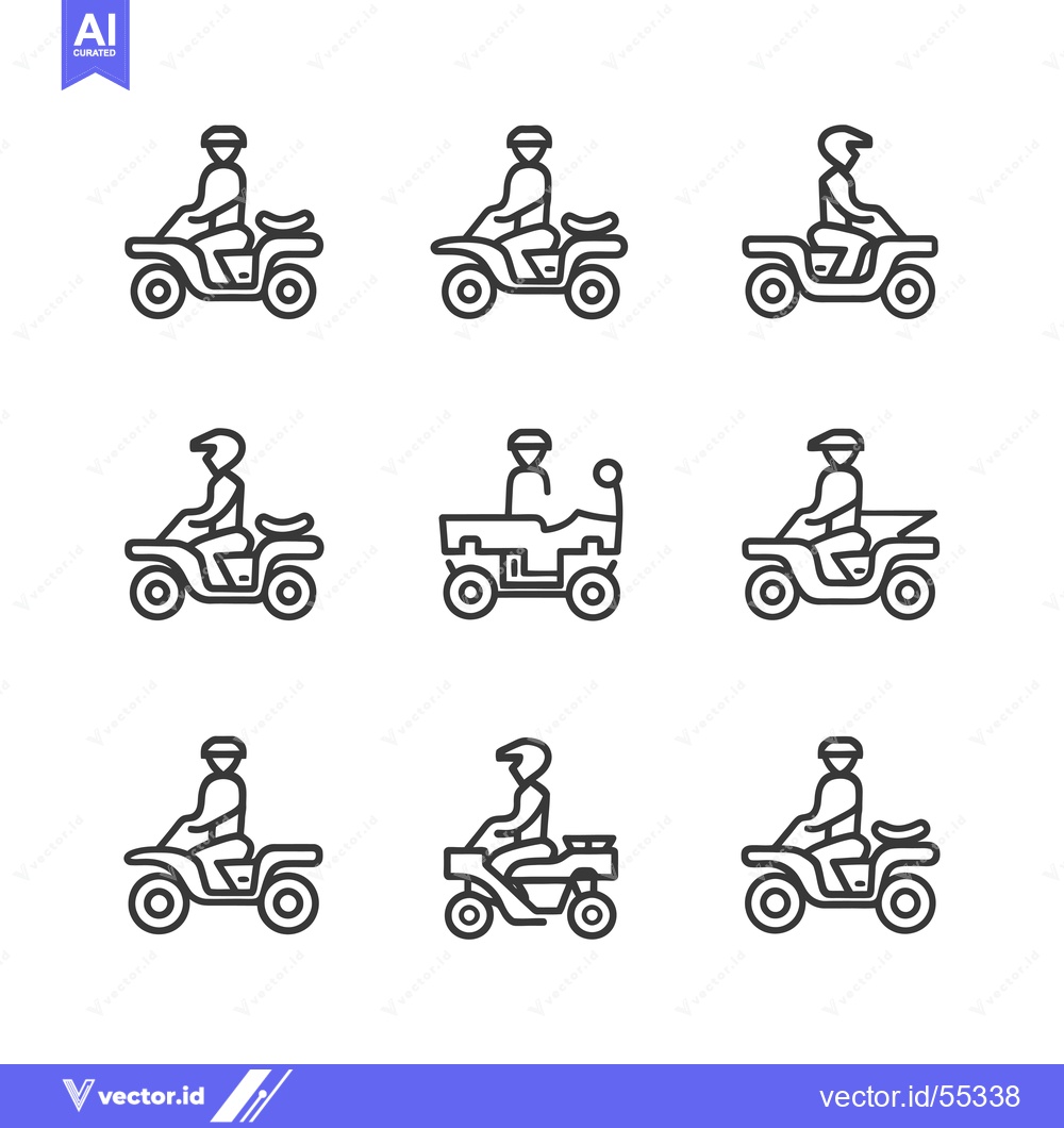 Premium Vector dari Line Art Illustrations of People Riding ATVs