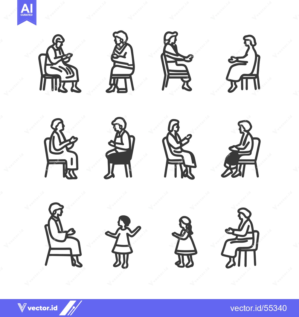 Premium Vector dari Line Art Illustrations of People Sitting and Standing in Various Poses