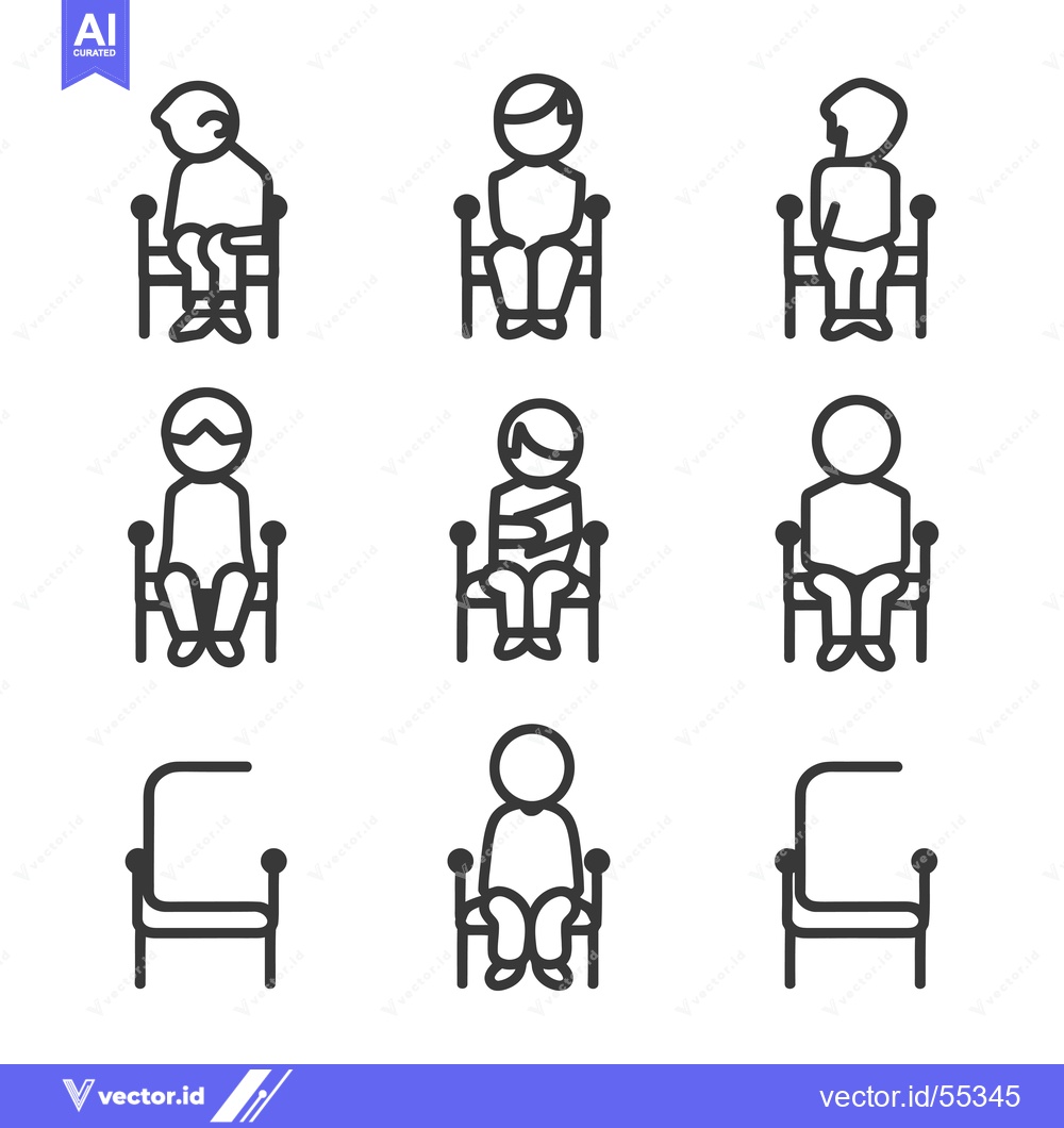 Premium Vector of Line Art Illustrations of People Sitting on Chairs