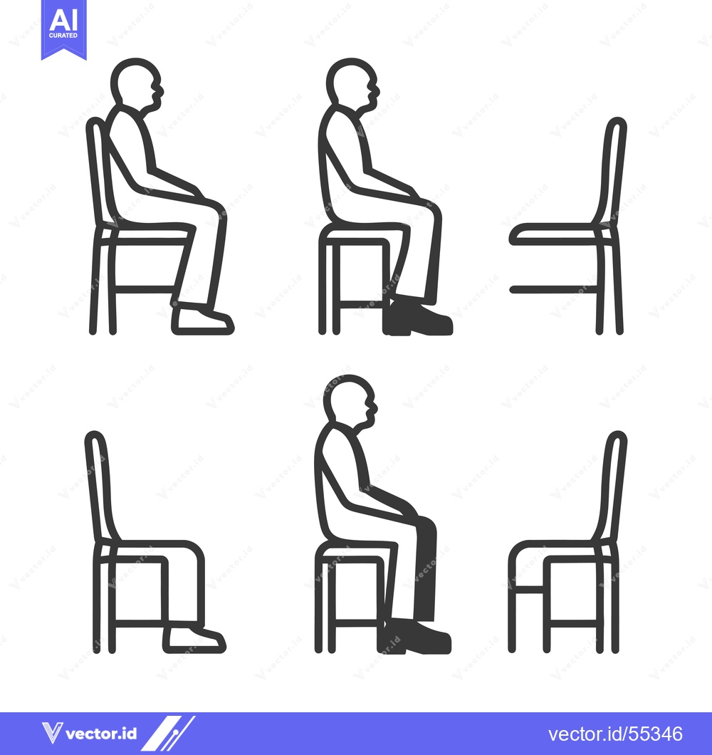 Premium Vector dari Line art illustrations of people sitting on chairs