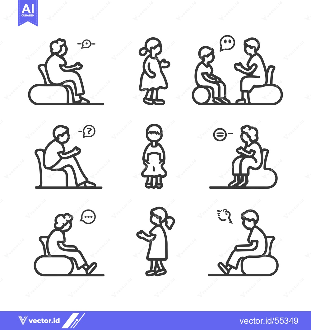 Premium Vector dari Line Art Illustrations of People Talking and Gesturing