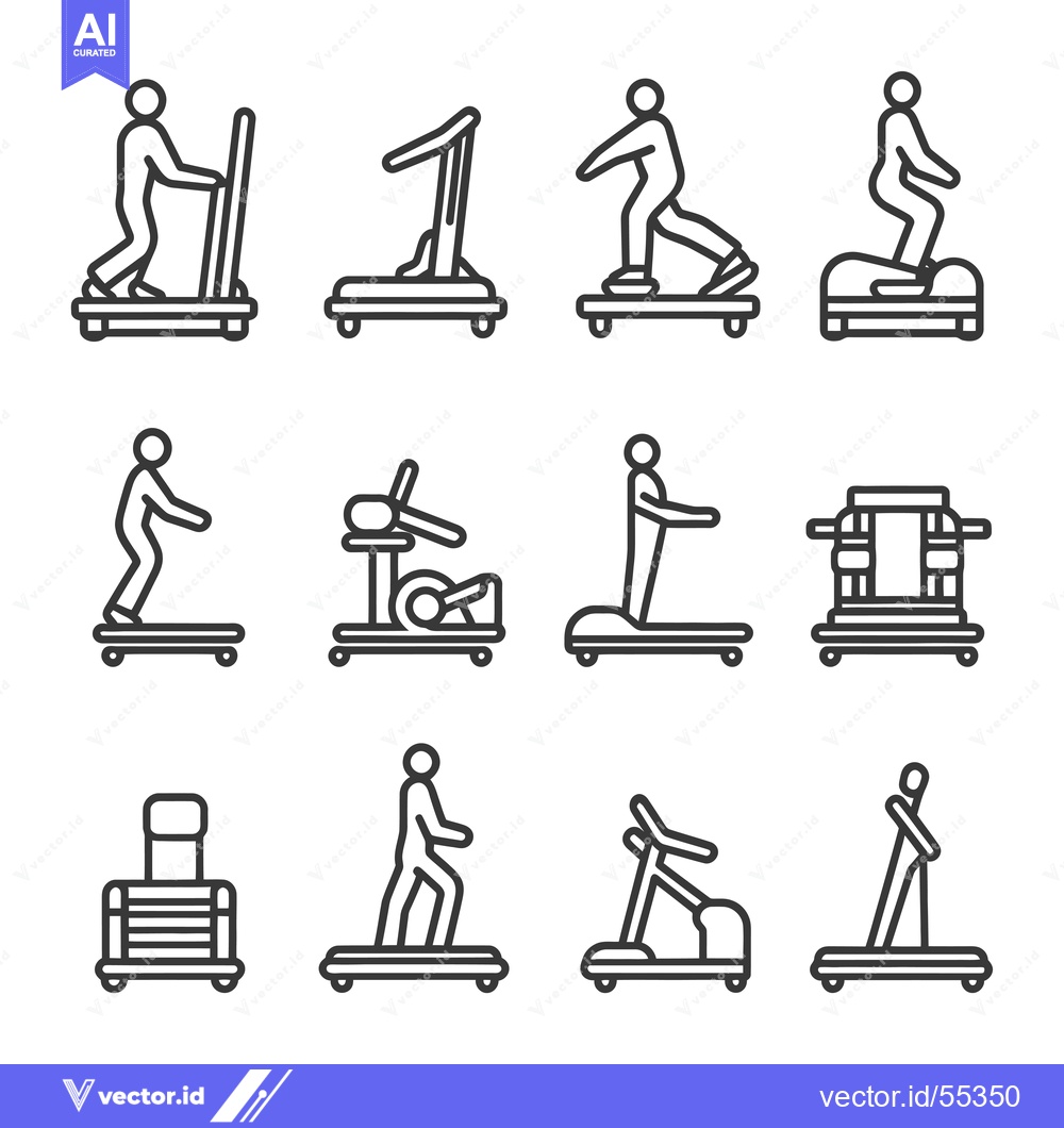 Premium Vector of Line Art Illustrations of People Using Exercise Equipment