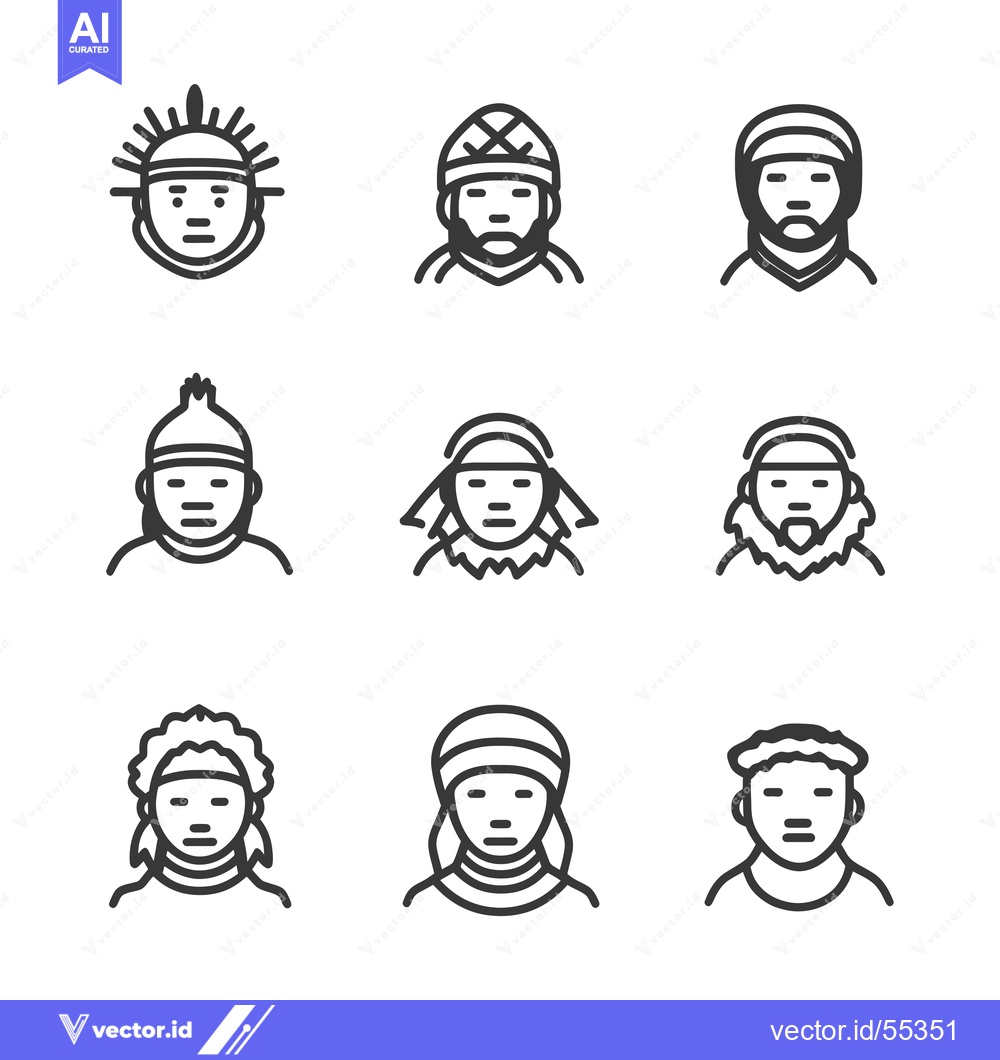 Premium Vector dari Line Art Illustrations of People Wearing Different Headwear