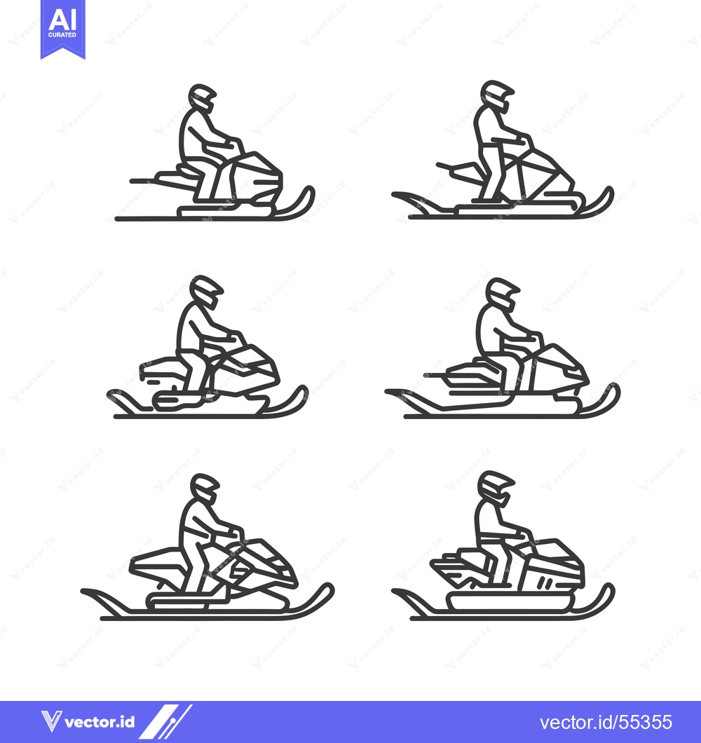 Premium Vector dari Line Art Illustrations of Snowmobilers Riding Snowmobiles