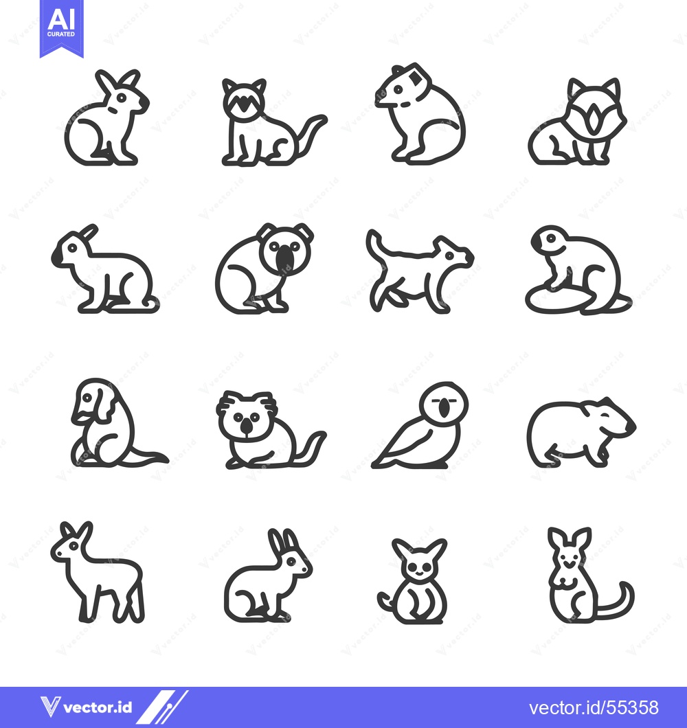 Premium Vector dari Line Art Illustrations of Various Animals