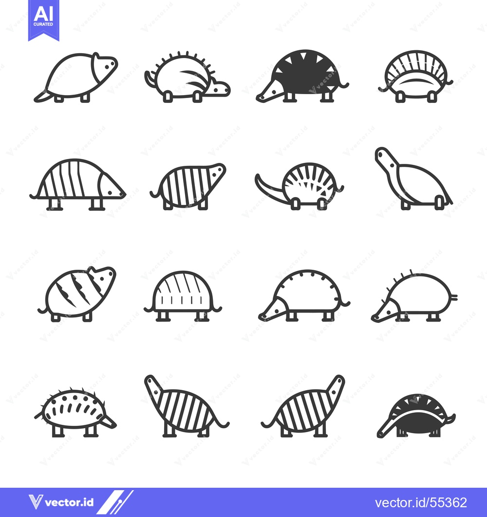 Premium Vector dari Line Art Illustrations of Various Armadillo Species