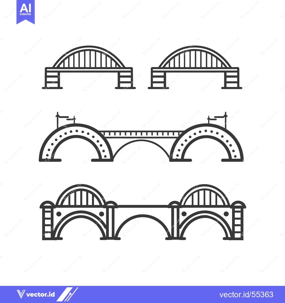 Premium Vector dari Line Art Illustrations of Various Bridge Designs