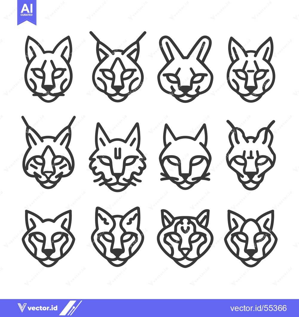 Premium Vector dari Line Art Illustrations of Various Cat Breeds