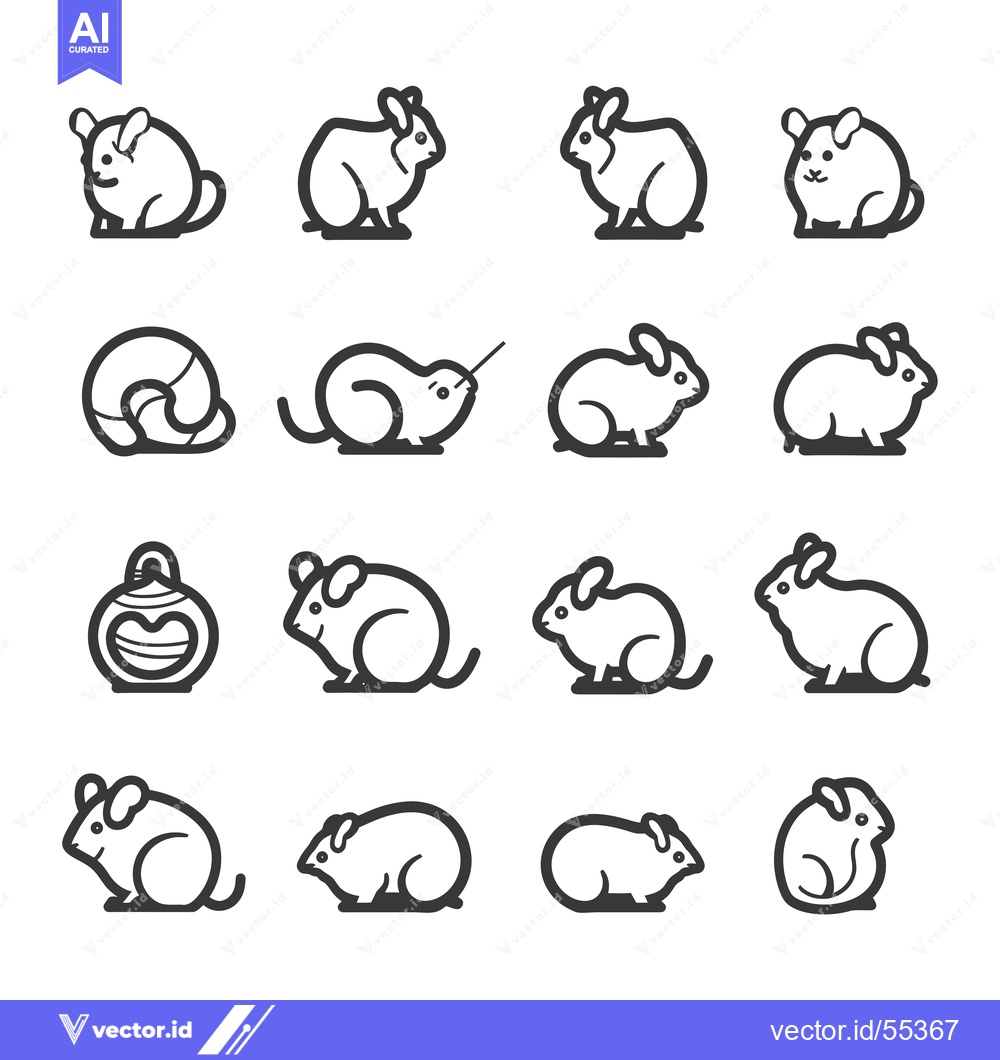 Premium Vector of Line Art Illustrations of Various Chinchilla Poses and Accessories