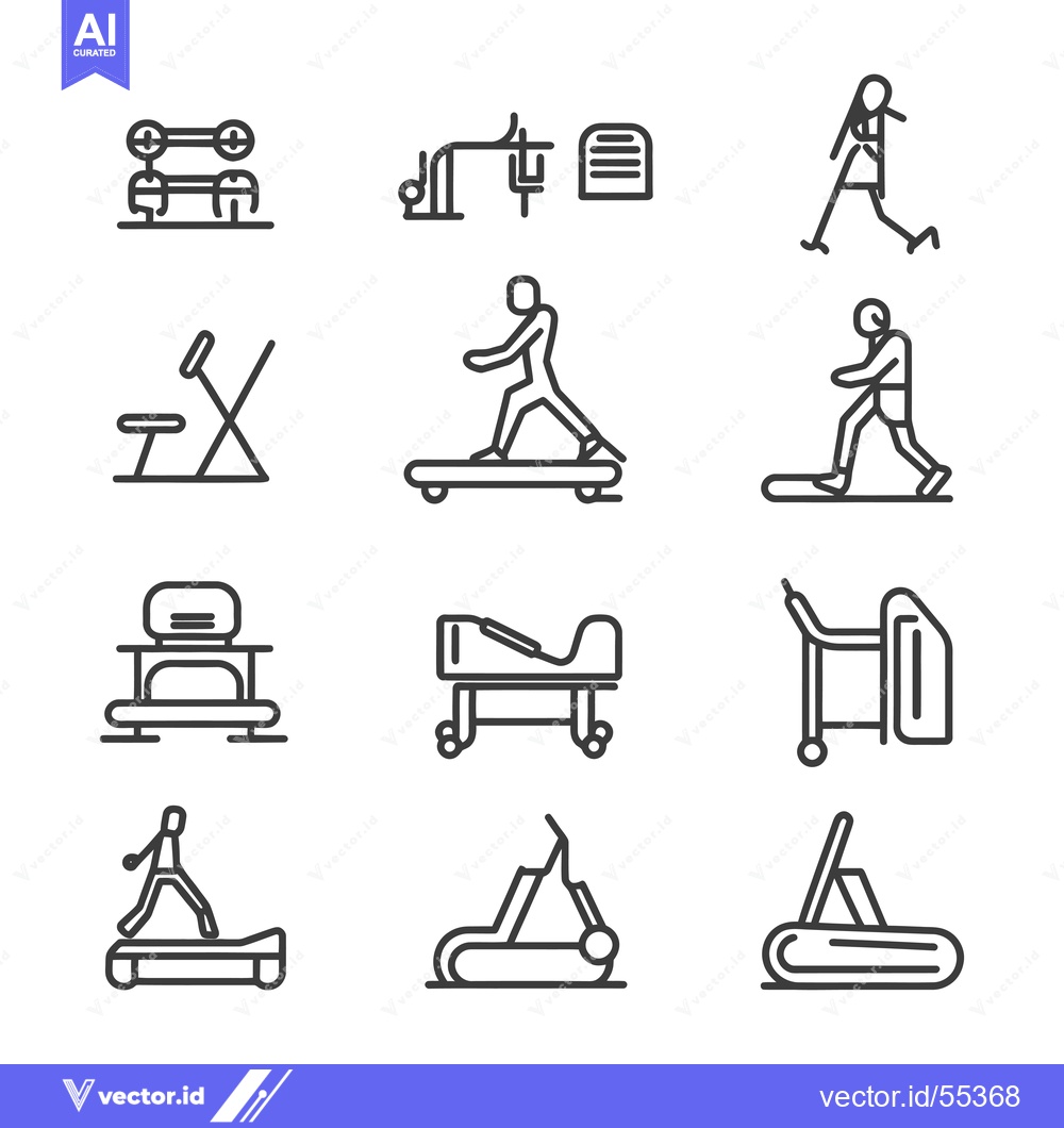 Premium Vector dari Line Art Illustrations of Various Exercise Equipment and People Exerci
