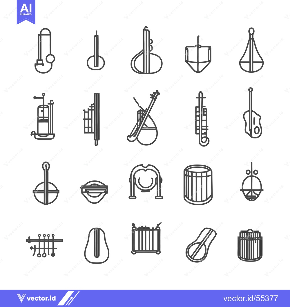 Premium Vector of Line Art Illustrations of Various Musical Instruments