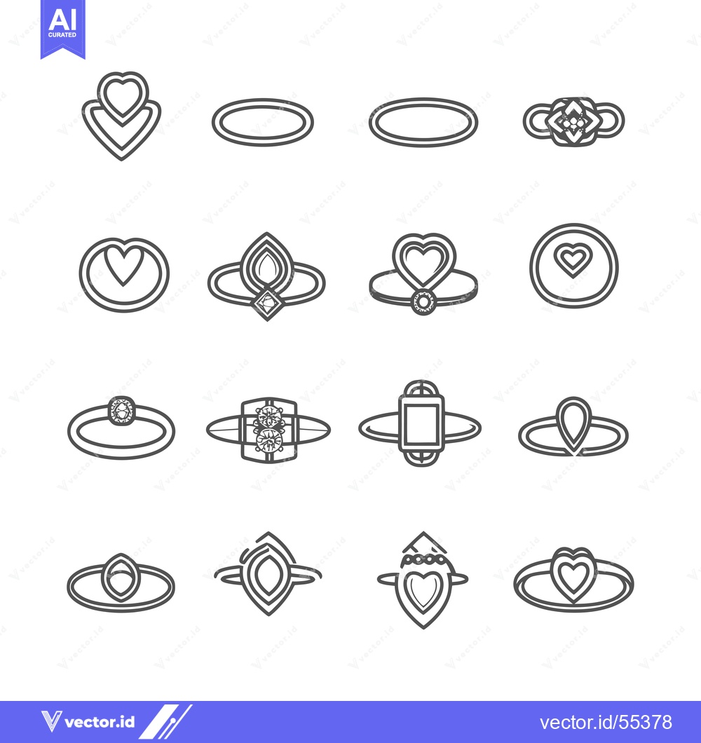 Premium Vector dari Line Art Illustrations of Various Ring Designs