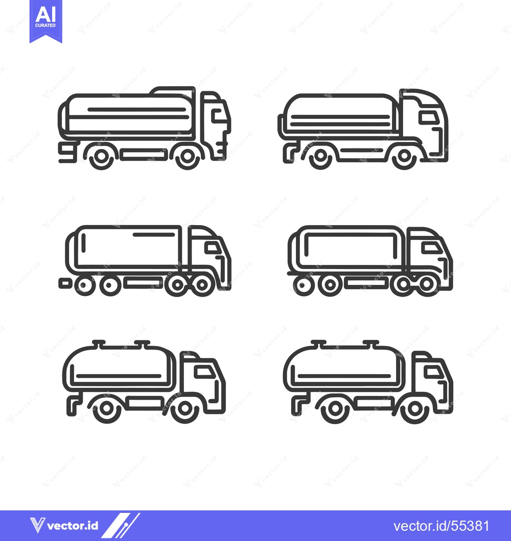 Premium Vector of Line art illustrations of various tanker trucks