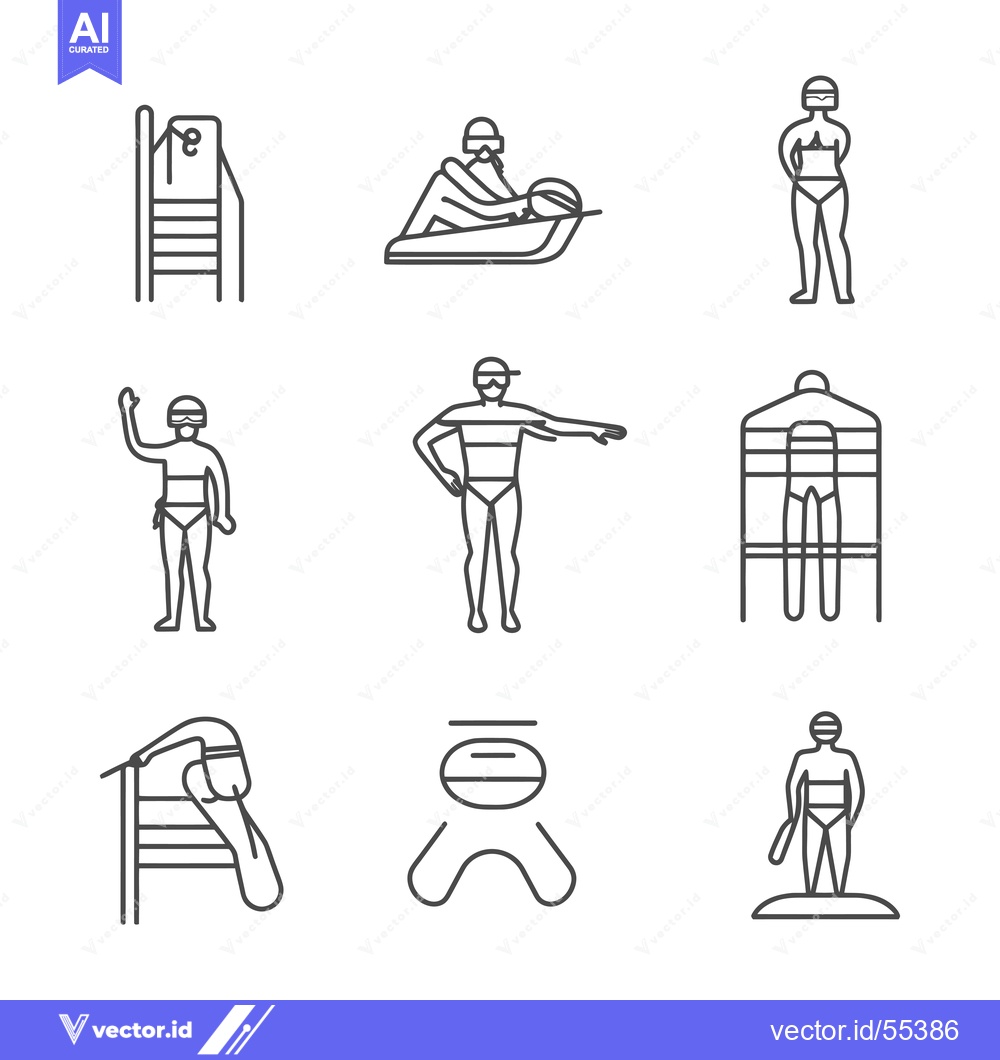 Premium Vector of Line Art Illustrations of Water Sports and Activities