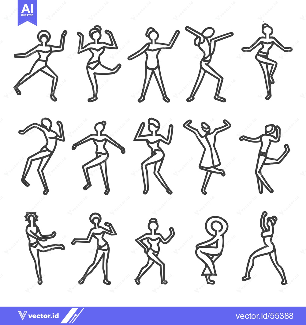 Premium Vector of Line Art Illustrations of Women Dancing in Various Poses