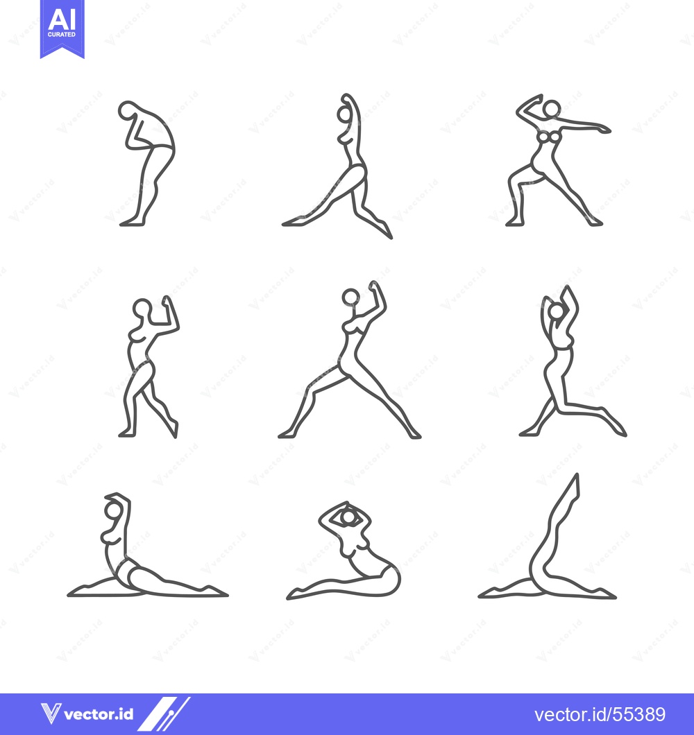 Premium Vector dari Line Art Illustrations of Women in Various Yoga Poses