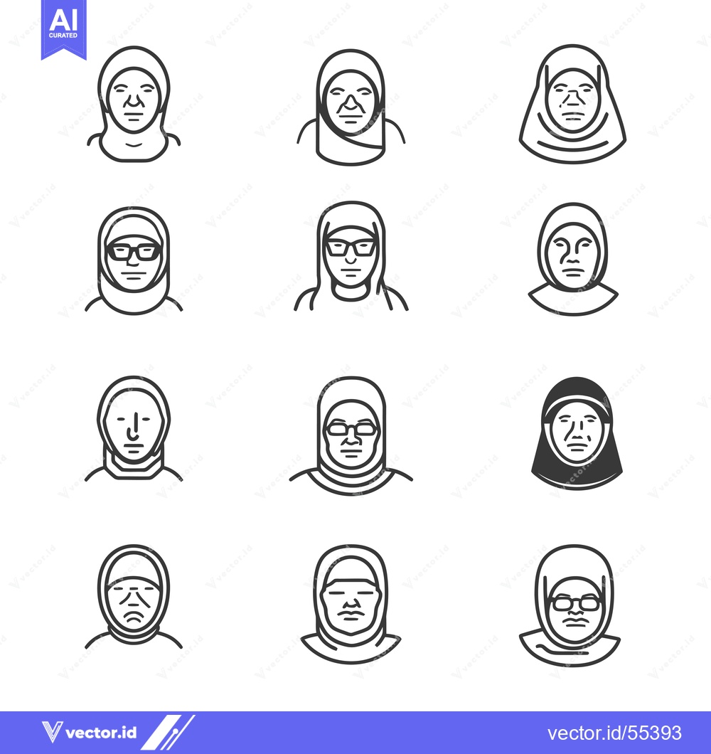 Premium Vector dari Line Art Illustrations of Women Wearing Hijabs