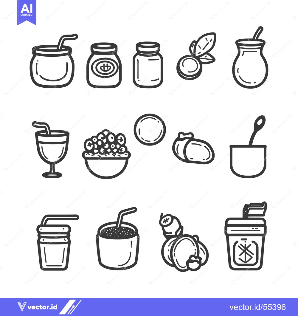 Premium Vector dari Line Art Illustrations of Yerba Mate Drinks and Ingredients