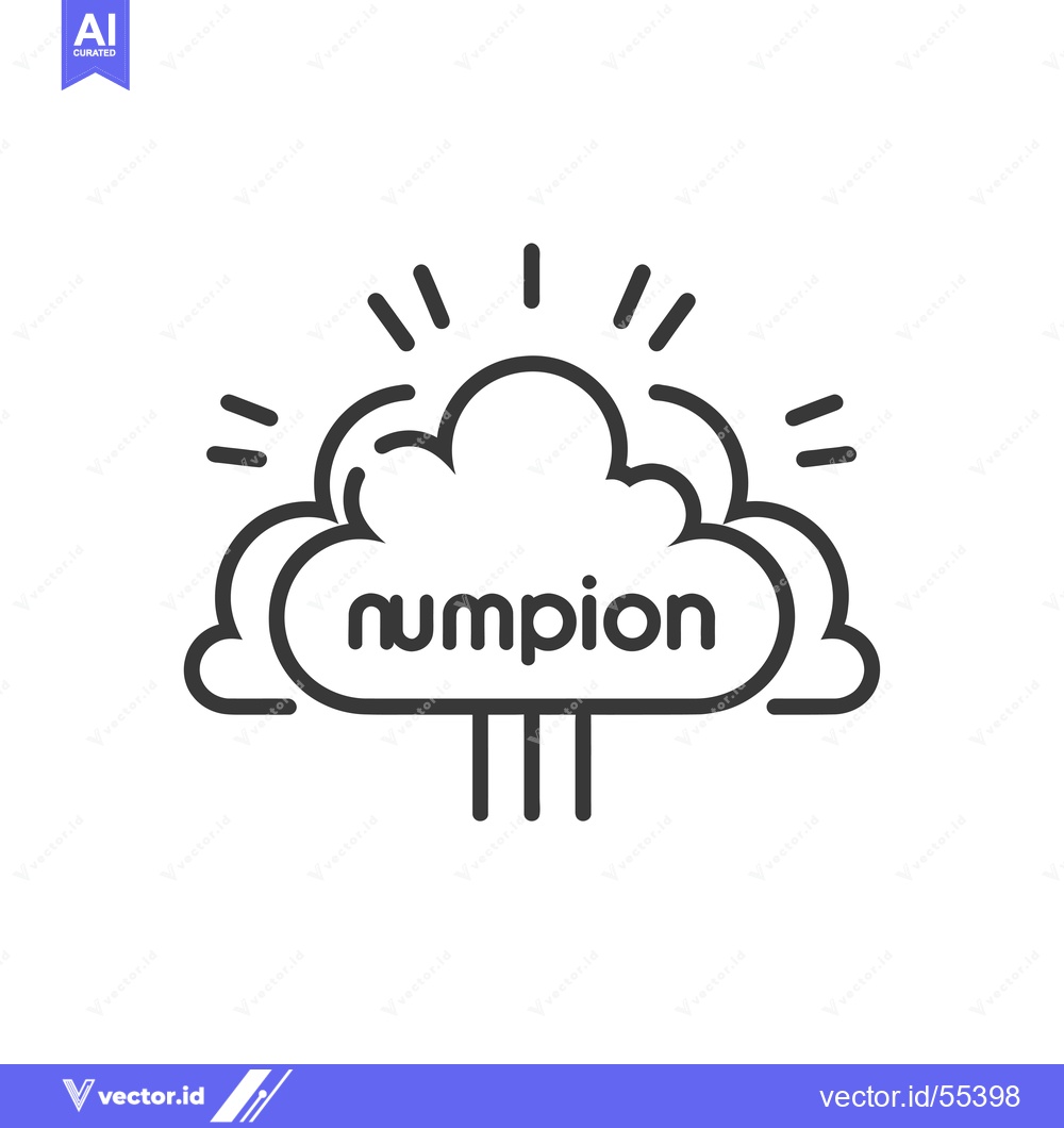 Premium Vector dari Line art logo with a cloud and sunrays and the word "numpion"